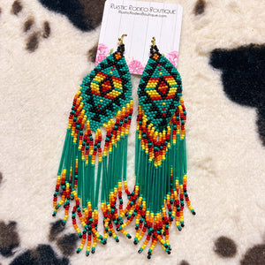 Aztec Sunset Fringe Earrings Earrings 