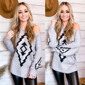 Grey Aztec Sweater Sweater 