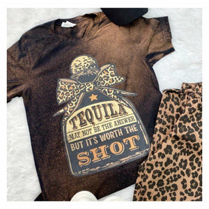 Tequila Shot Bleached Graphic Tee T-Shirt/Tee 